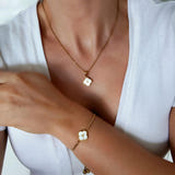 Personalised Clover Initial Necklace & Bracelet Set