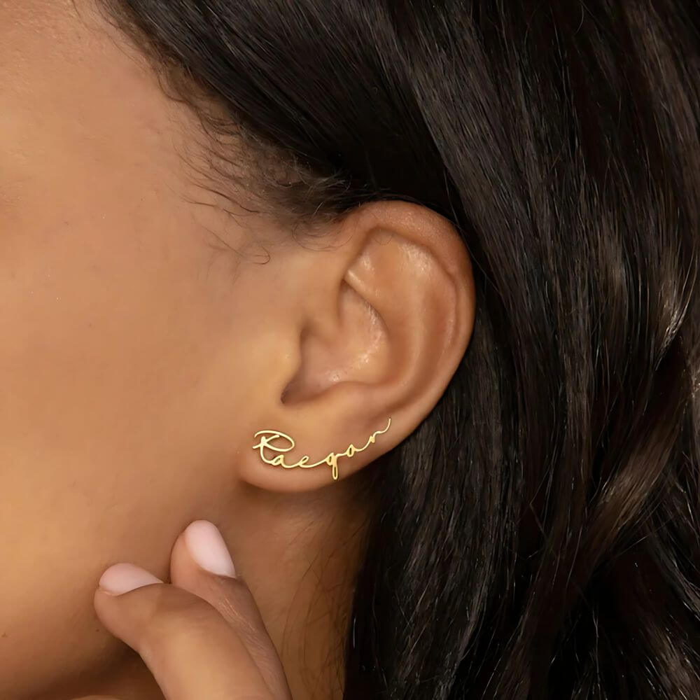 Personalised Raegan Name Earrings