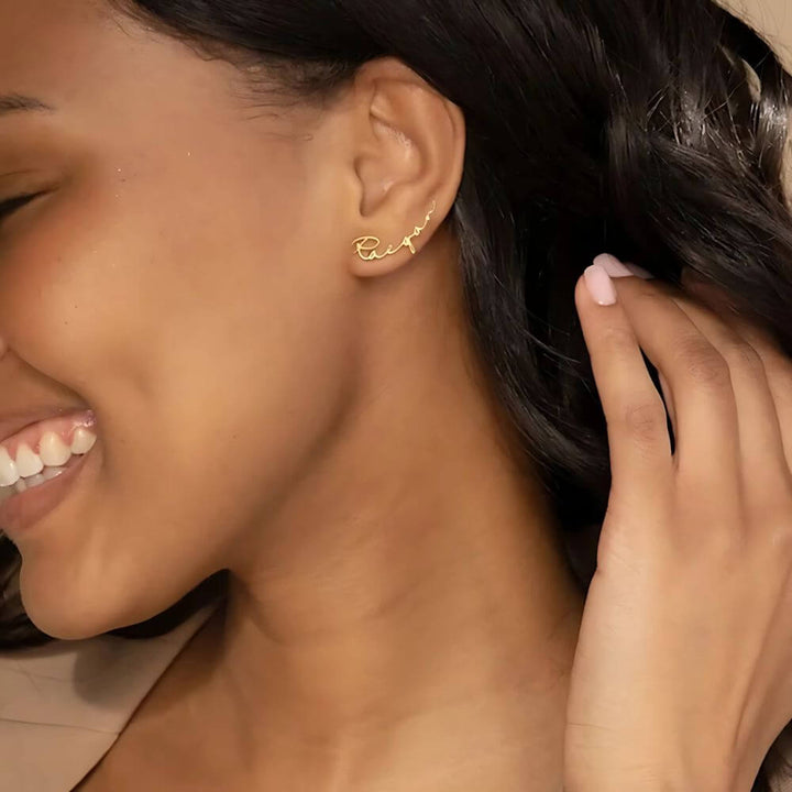 Personalised Raegan Name Earrings