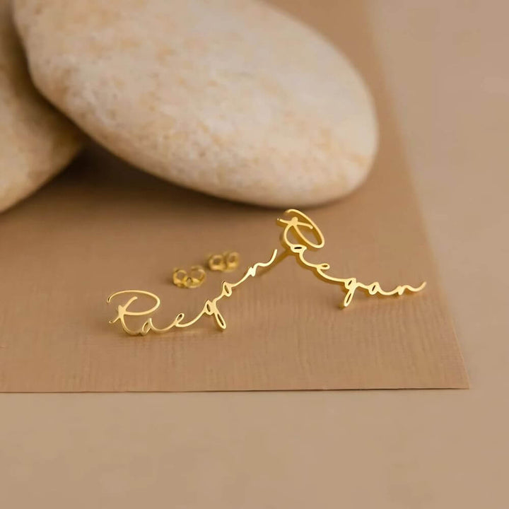 Personalised Raegan Name Earrings