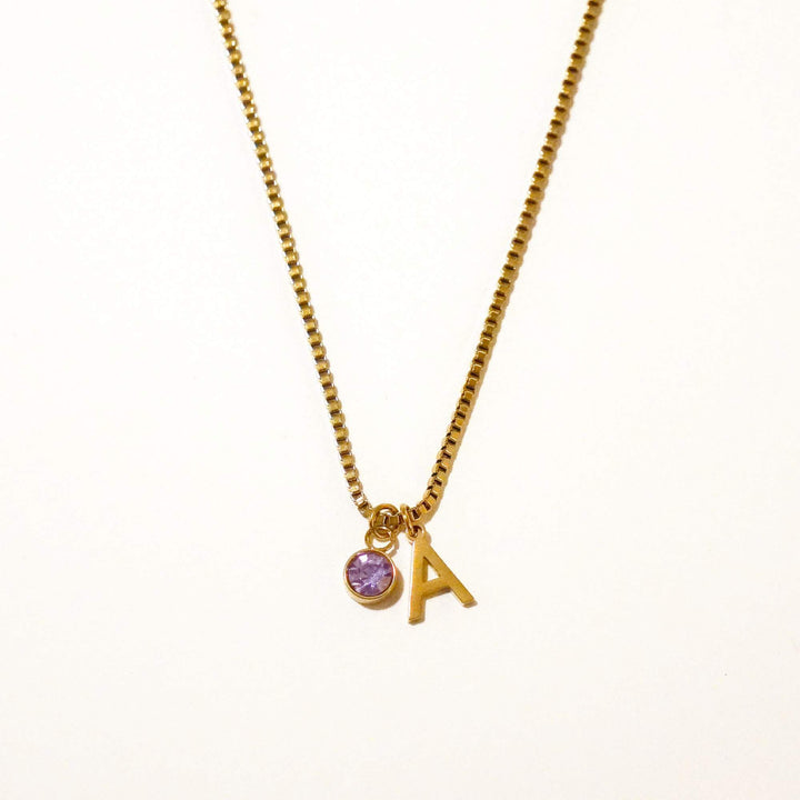 Personalised Kaia Birthstone Initial Necklace