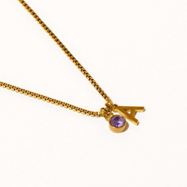 Personalised Kaia Birthstone Initial Necklace