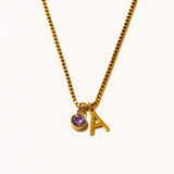Personalised Kaia Birthstone Initial Necklace
