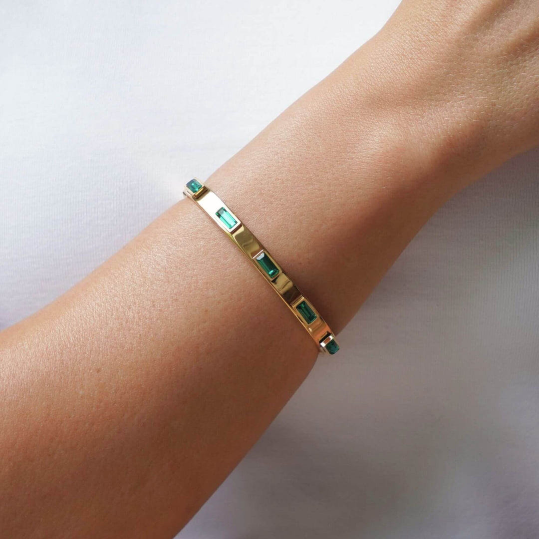 Piper Gemstone Solid Bangle
