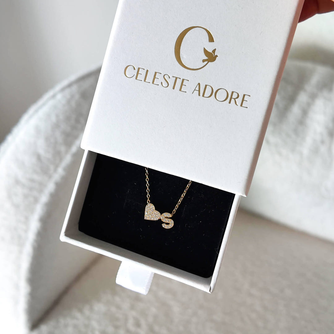 Personalised Sweet Heart Pavé Initial Necklace